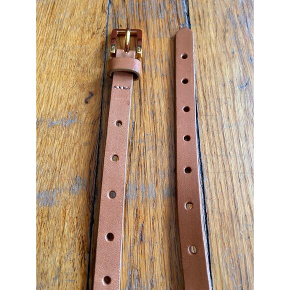 JCREW Skinny Tan Perforated Leather Belt sz M/L - Picture 5 of 10